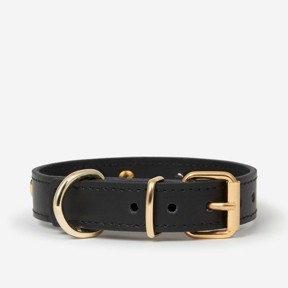 Harnais-colliers-laisses Collier noir avec clous coeur