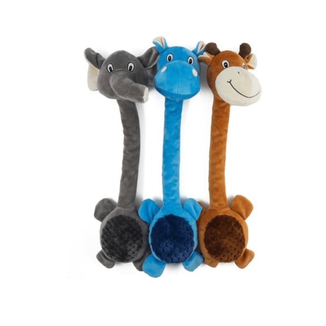 Jouet peluche avec corde intégrée dans le cou - 3 modèles