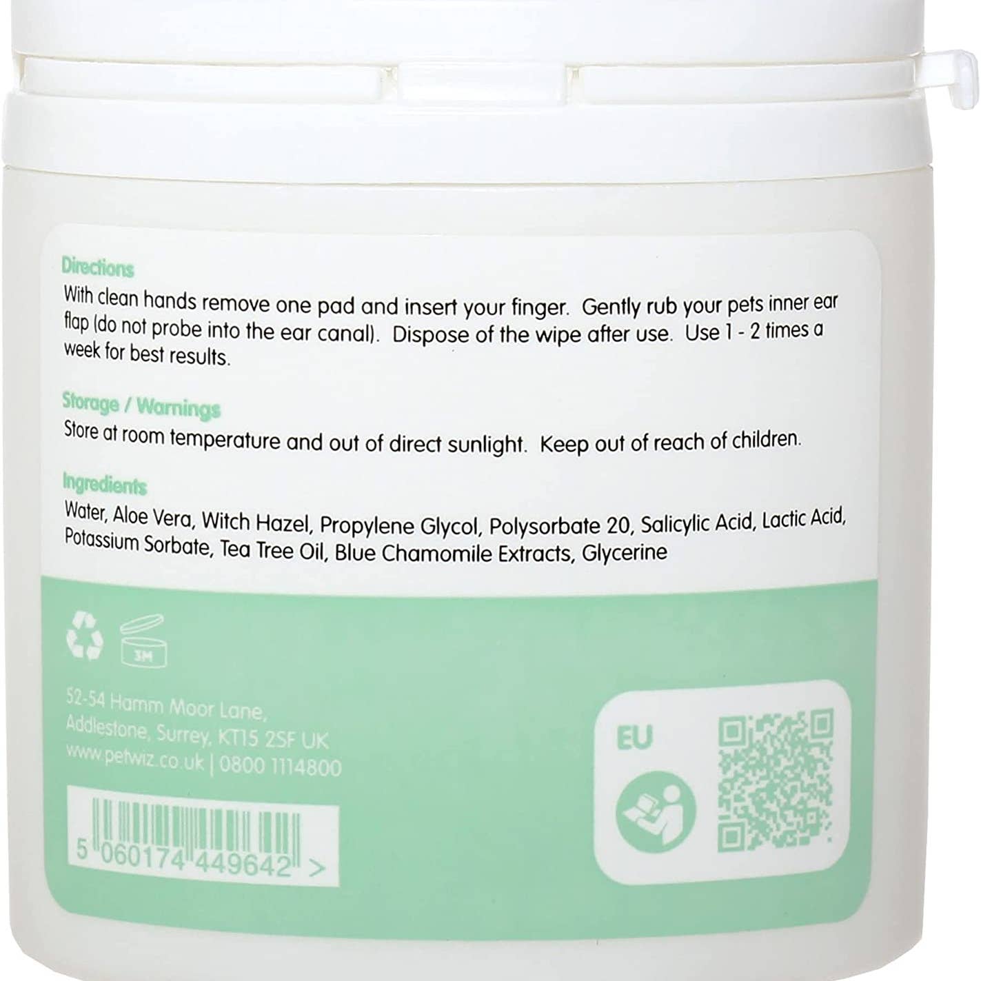 Santé et hygiène Lingettes auriculaires pour chiens et chats. Nettoyez, apaisez et désodorisez.