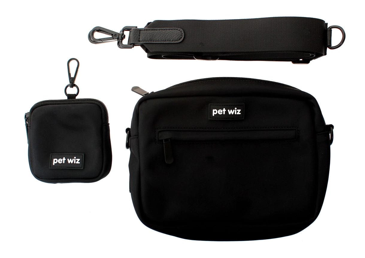 Sac de promenade pour chien avec sangle amovible et réglable et pochette à friandises assortie